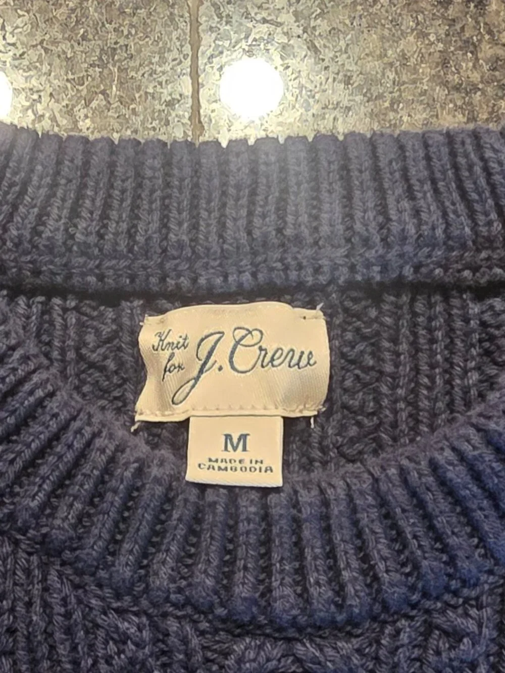 J.Crew Men's Cotton Cable-Knit Crewneck Sweater / Medium / Navy / BL822